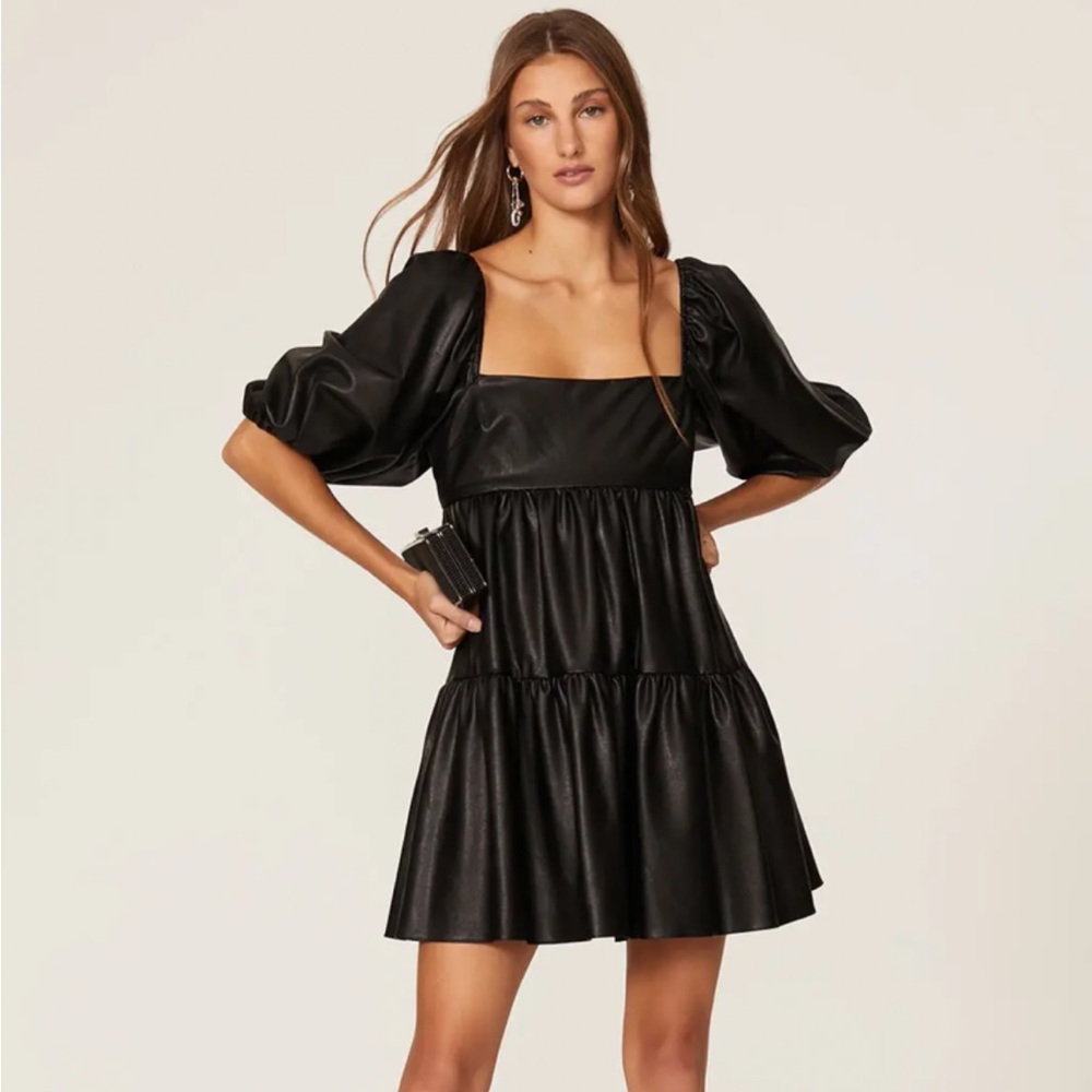 Amanda Uprichard Revolve Faux Leather Maisie Dress